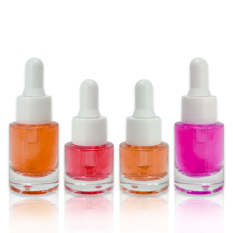 Mini Transparent 5ml 10ml Empty Round Glass Essential Oil White Dropper Bottle Serum Bottle Cosmetic Packaging