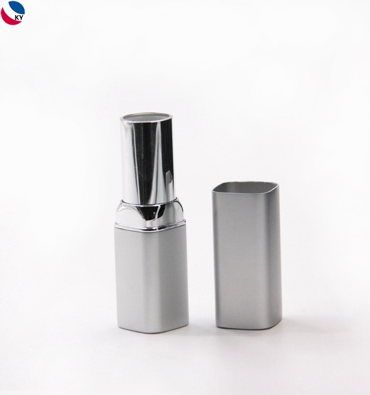 3.5g Square Glossy Silver Surface Aluminum Cosmetic Lipstick Packaging Plastic Container