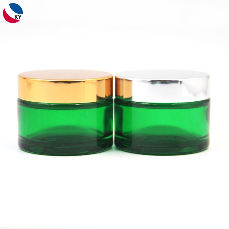 Green Custom Color 50g 30ml Glass Jar Bottle Serum Cream Cosmetic Container