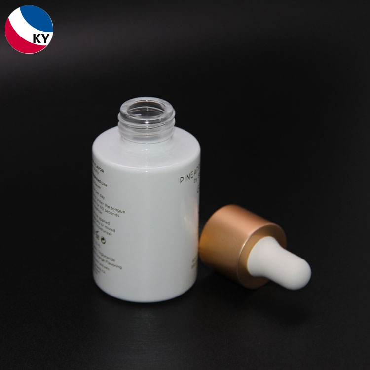1oz 30ml Flat Shoulder Shiny White Green Custom Color Glass Dropper Bottle for Essential Oil