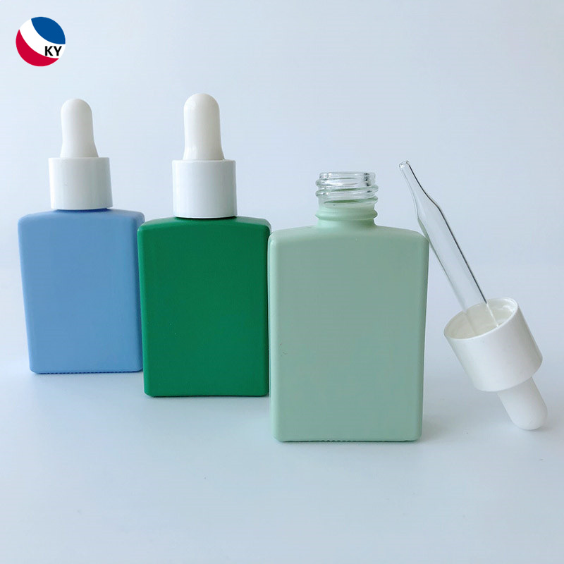 30ml 50ml 100ml Matte Colored Rectangular Cosmetic Serum Glass Dropper Bottle Perfume Bottle