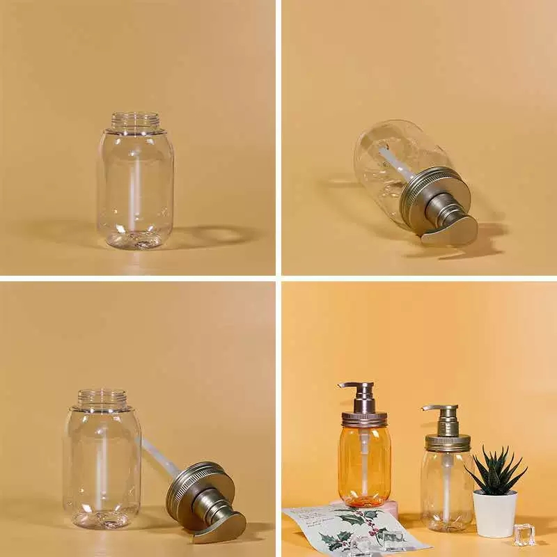 300ml 500ml Round Shape PET Transparent Plastic Pump Bottle Cosmetic Lotion Bottle Packaging Hand Sanitizer Bottle 
