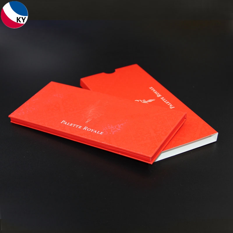 10 Holes Red Custom Color Cosmetics Packaging Empty Rectangular Paper Eyeshadow Palette With Mirror
