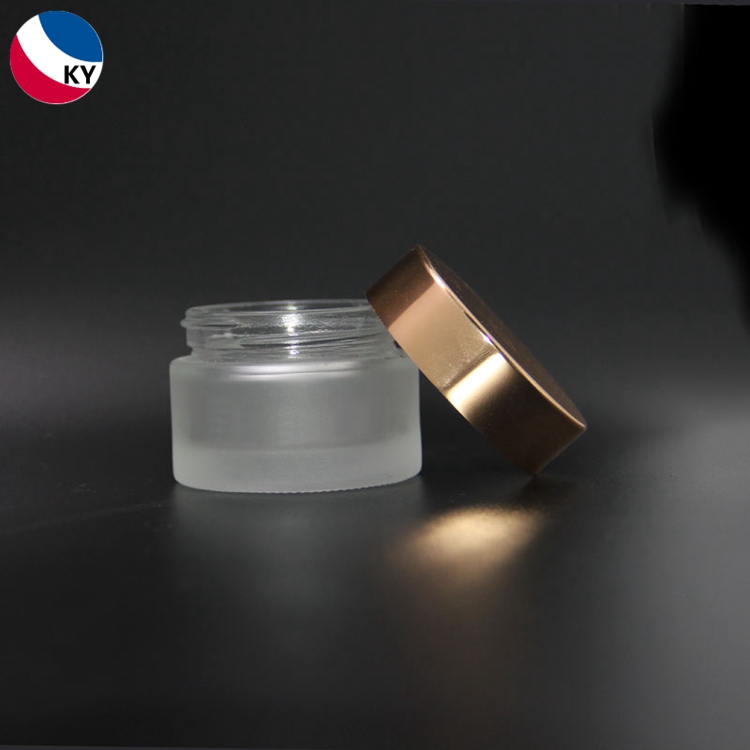 30g Clear Frosted Glass Jar with Rose Gold Aluminum Lid for Face Mask Cream Jar