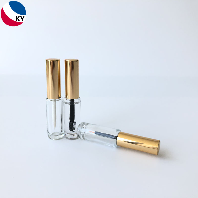 Glass Lipgloss Tube Glass Bottle with Mascara Brush 3ml Clear Transparent Gold Silver Color Lid with Brush 3g