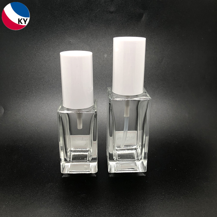 Transparent Essential Oil Serum Glass Bottle 30ml 50ml Clear Skincare Glass Square Bottle with White Pump Sprayer Cap