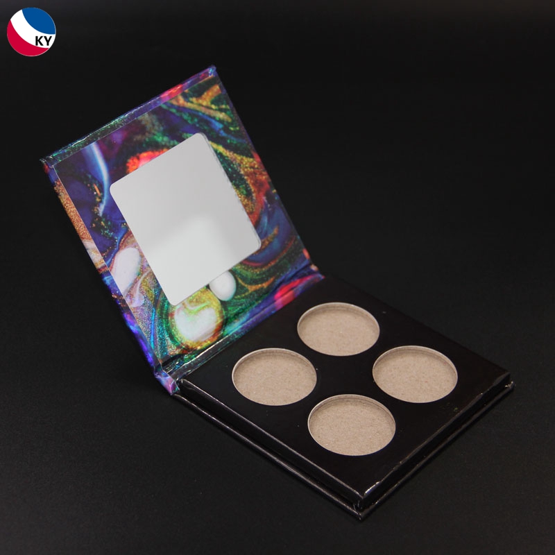 Round 4 Colors Square Private Label Empty Paper Eye Shadow Palette with Mirror Custom Cosmetic Powder Compact