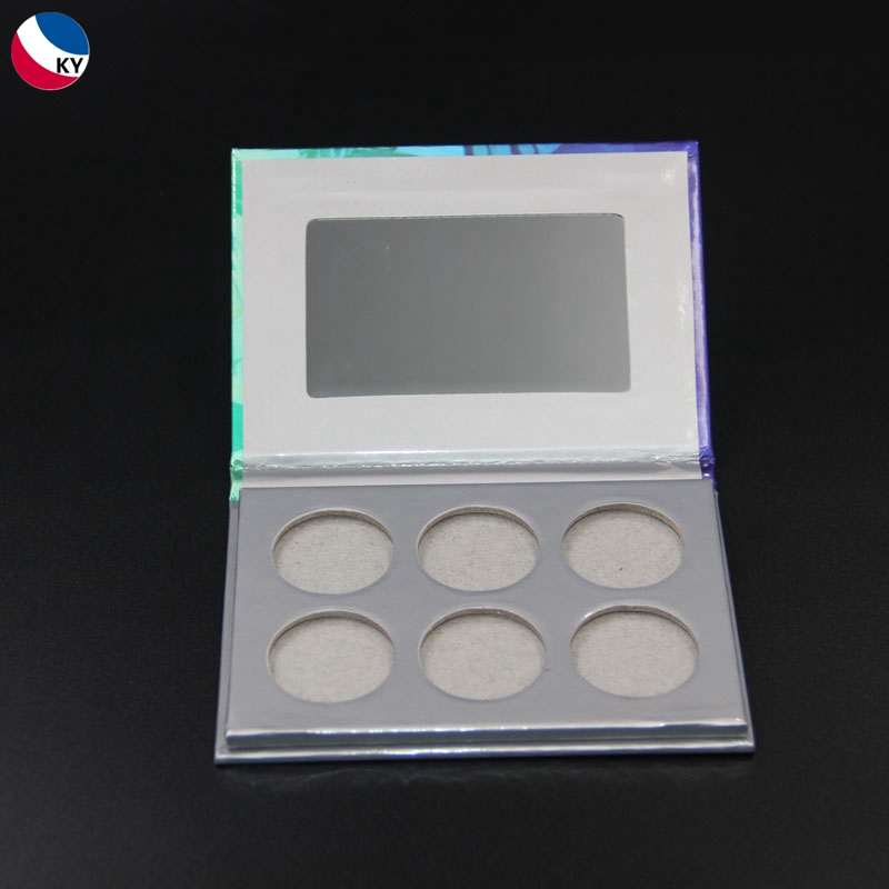 Round 6 Colors Square Private Label Empty Paper Eyeshadow Palette with Mirror Custom Powder Compact