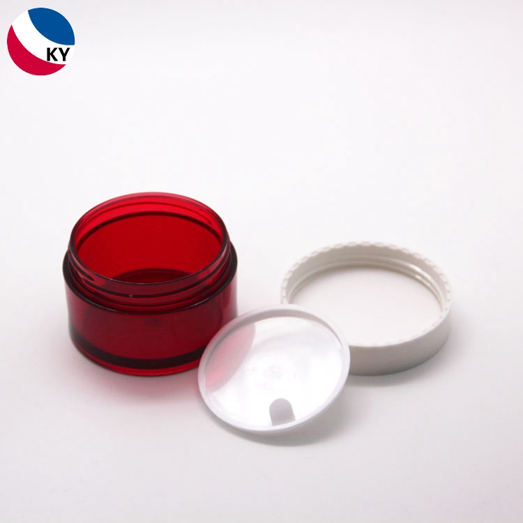 Round 3oz Transparent Red Color Cosmetic Jar Face Cream Container Plastic Jar