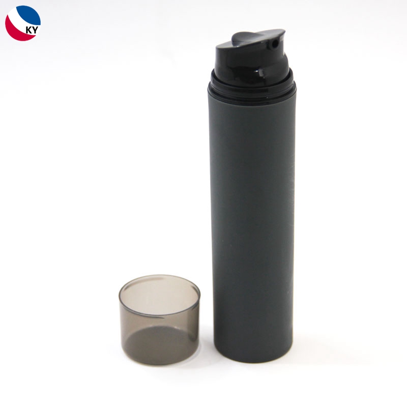 Packaging Cosmetic Airless Dispenser 150ml 100ml Matte Black Cap Airless Plastic Pump Bottle for Face Cream