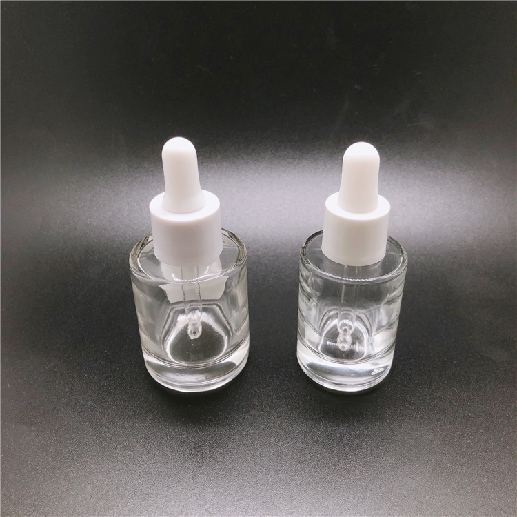 New Arrival Cosmetic 20ml 30ml Hair Essential Oil Glass Dropper Bottle Cylinder Round Frosted Clear Thick Bottom Bottle