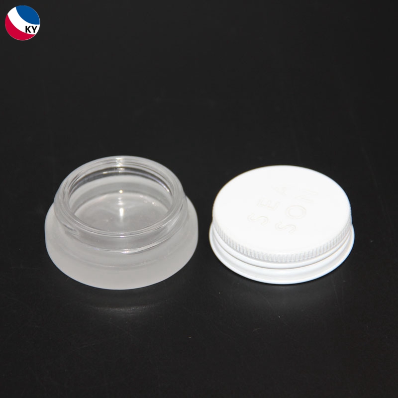 Mini Glass Cream Jar Thick Bottom Round 5G 5Ml Concentrates Frosted Glass Jars With White Color Aluminium Cap