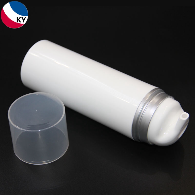 PP Plastic Airless Dispenser 200ml 150ml 100ml Silver White Color Cap Airless Plastic Pump Bottle for Face Cream