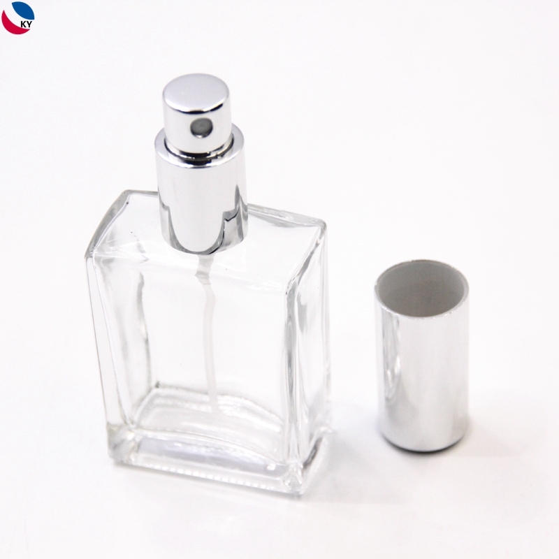 Square 50Ml Rectangular Cosmetic Perfume Glass Bottles With Gold Black Color Sprayer Cap Aluminium 30ml