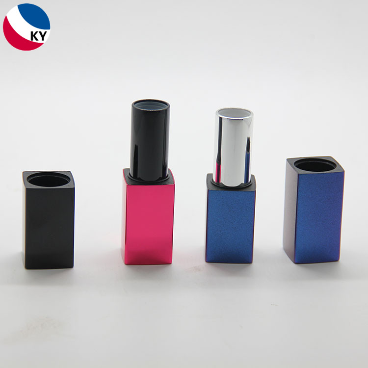 3.5g Red Blue Custom Color Square Metal Aluminium Lipstick Tube Container Lip Balm Tube with Magnet