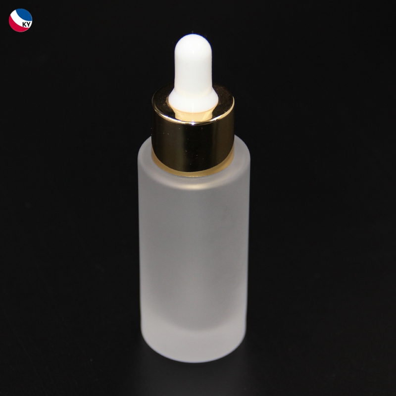 1oz 30ml 50ml Round Cylinder Shape Frosted Clear Glass Dropper Bottle Face Oil Bottle Cosmetic Container