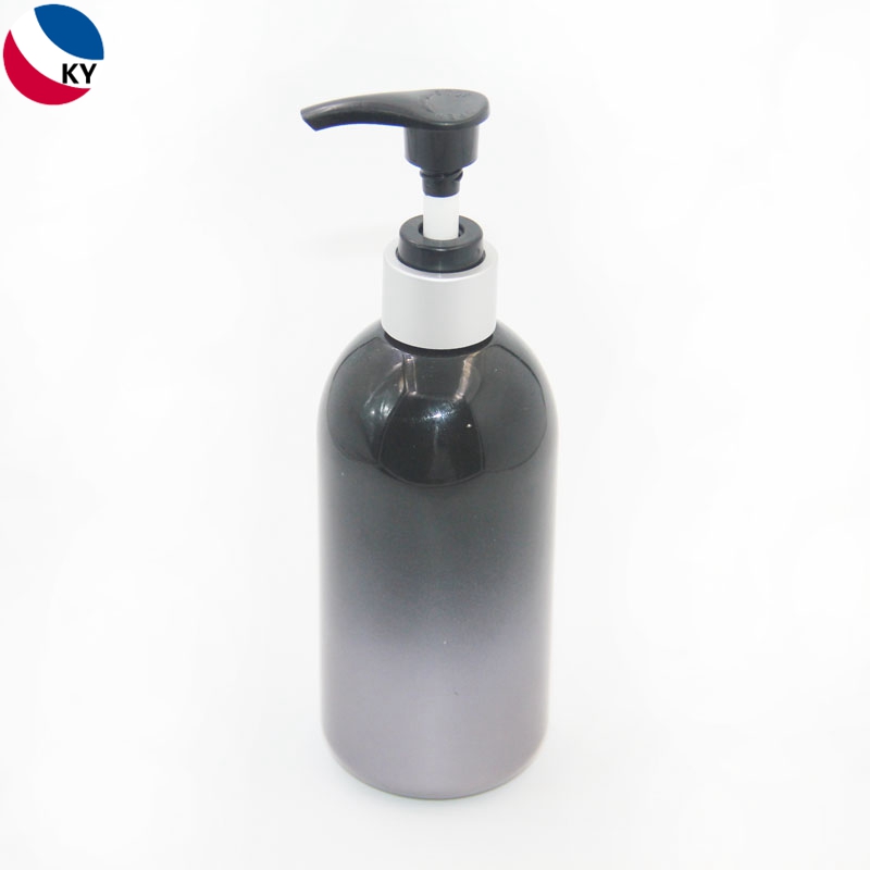 300ml Boston Round PET Black Gradient Color Plastic Pump Bottle Cosmetic Shampoo Bottle Bottle Cosmetic Packaging 
