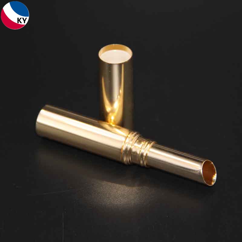 3.5g Cosmetic Packaging Lip Balm Tube Luxury Thin And Long Round Lipstick Tube Gold Color Round Lipstick Container
