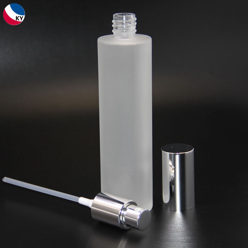100ml Frosted Clear Cylinder Round Glass Bottle with Silver Sprayer Pump Cap Perfume Glass Bottle