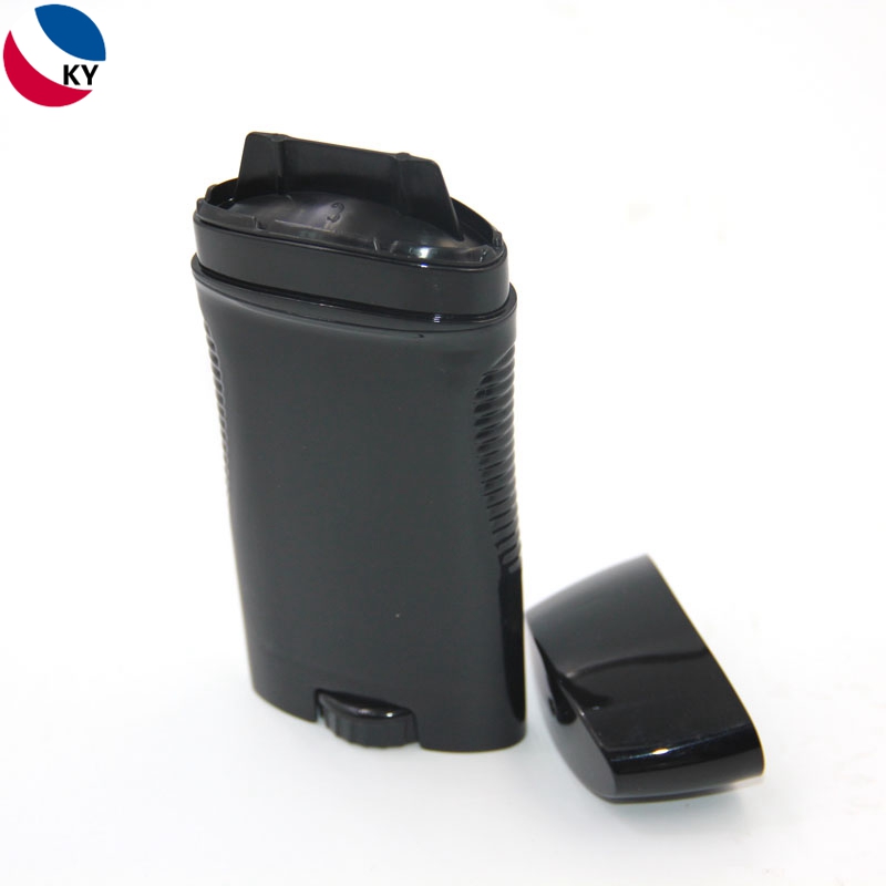80g PP Plastic Black Color Deodorant Bottle Oval Shape Cosmetic Packaging Sun Stick Deodorant Bottle