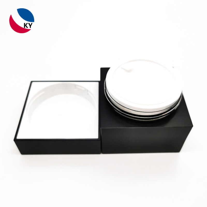 Luxury Matte Black Acrylic Serum Cosmetic Container Glass Square Cream Jar Lotion Plastic Pump Bottles