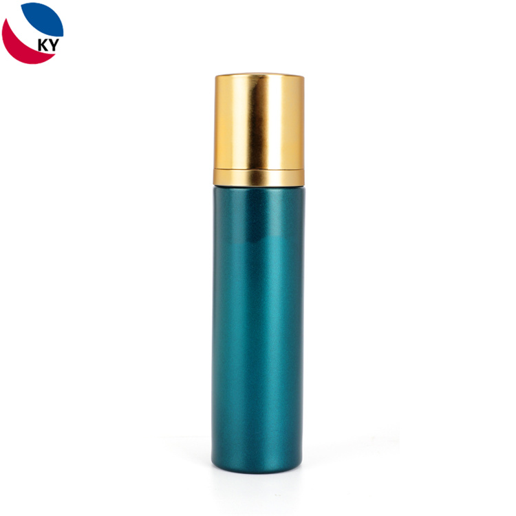 Luxury Cosmetic Cylinder Lotion Electroplate Matte Black Color 120ml Glass Pump Bottle with Gold Pump Cap