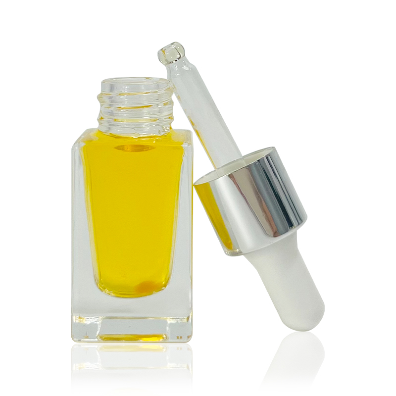 Transparent Gradient Custom Color 5ml 15ml 20ml Square Thick Bottom Essential Oil Serum Glass Dropper Bottle