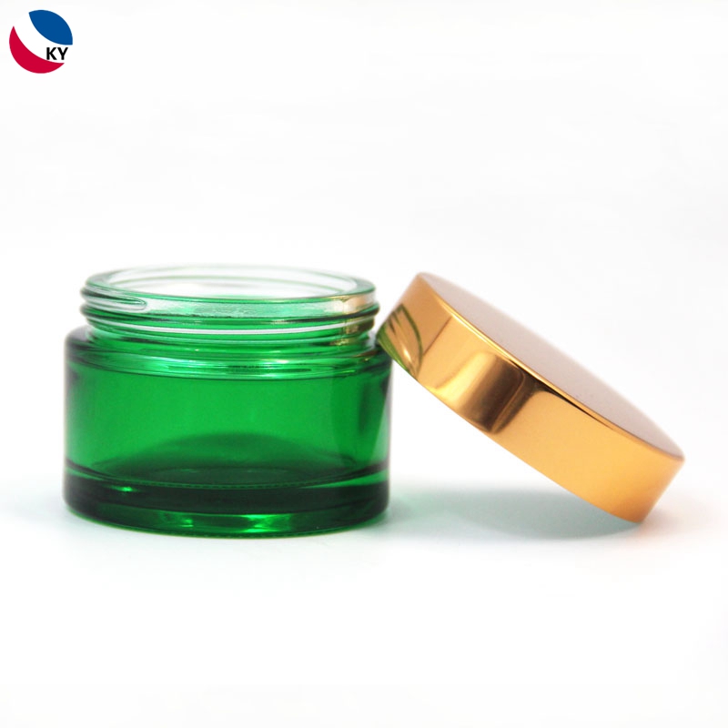 Green Custom Color 50g 30ml Glass Jar Bottle Serum Cream Cosmetic Container