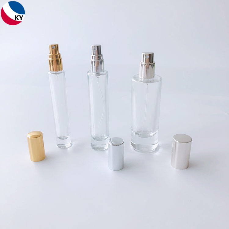 Custom Clear Luxury thick bottom cylinder round shape long Mist Spray 10ml 15ml 30ml Wholesale Empty Glass Perfume Bottle