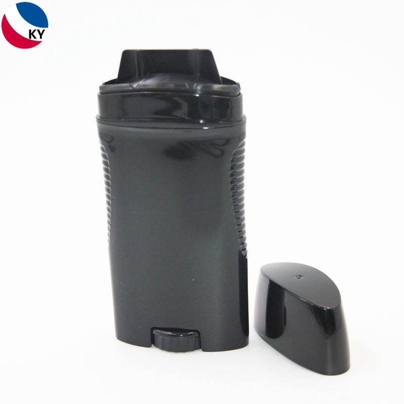 80g PP Plastic Black Color Deodorant Bottle Oval Shape Cosmetic Packaging Sun Stick Deodorant Bottle