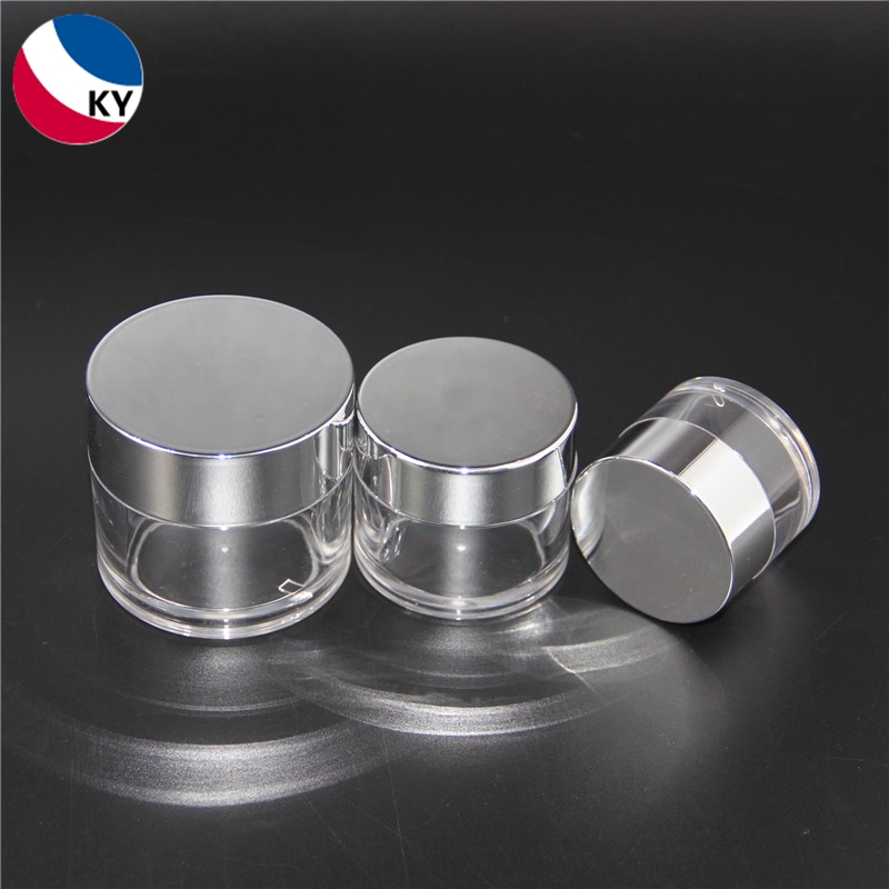 Luxury PETG Plastic Cream Container Empty 15g 30g 50g Clear Cream Plastic Jar with Silver Plastic Lids
