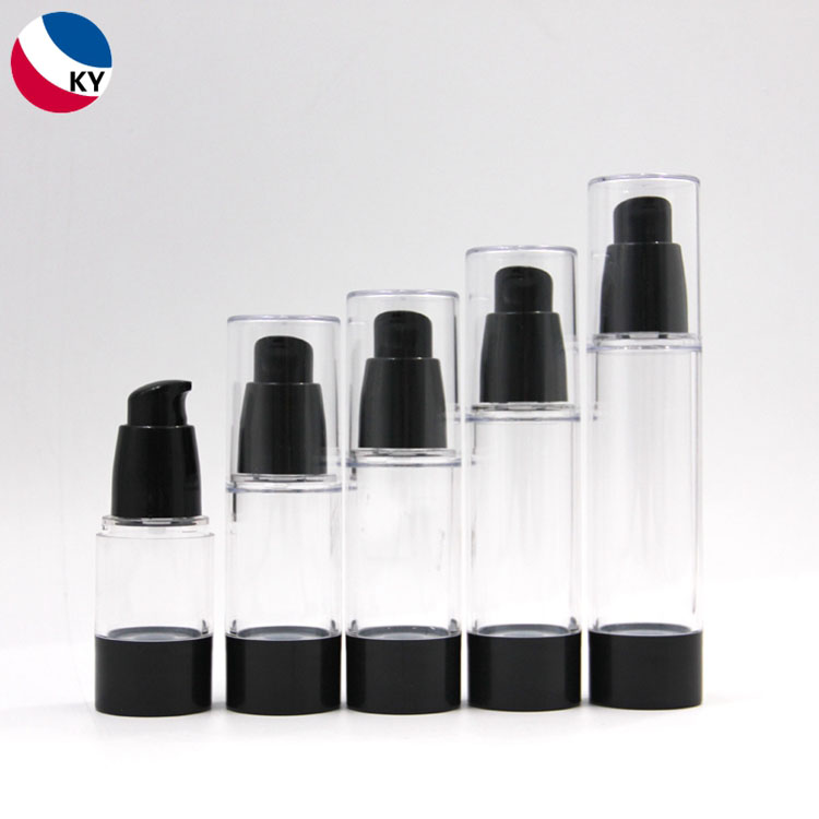 Clear Black Color AS Plastic Pump Lotion Bottle Cosmetic 15ml 30ml 50ml 100ml Airless Pump Plastic Black Bottle