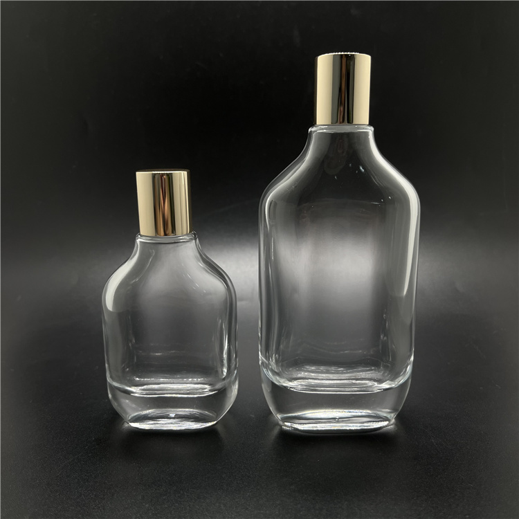 New Arrival Cosmetic 30ml 100ml Hair Essential Oil Glass Dropper Bottle Flat Round Frosted Clear Lotion Tone Bottle