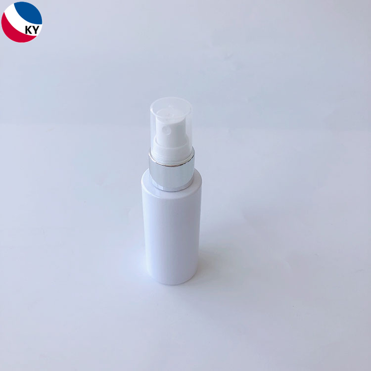 60ml Travel Use Plastic PET White Alcohol Sanitizer Cylinder Round Shape Plastic Mist Spray Bottle