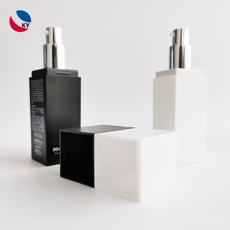 Luxury Square Matte Black Color Acrylic Glass Serum Skincare Bottles 