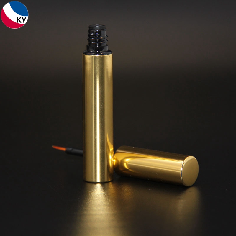 3ml Custom Color Aluminium Cosmetic Empty Shiny Gold Color Liquid Eyeliner Tubes Eyelash Container