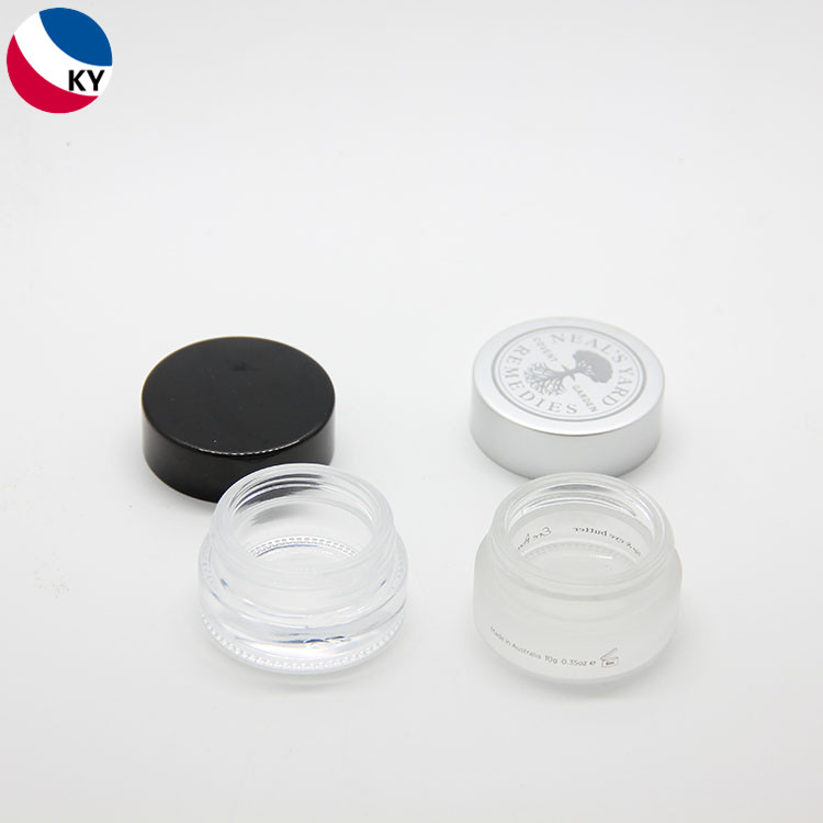 5g 10g Clear Frosted Glass Jar with Black Silver Aluminium Cap for Eye Cream