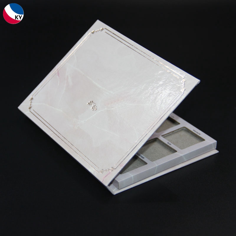 12 Colors Square Private Label Empty Paper Eyeshadow Palette with Mirror Custom Pearl White Powder Compact