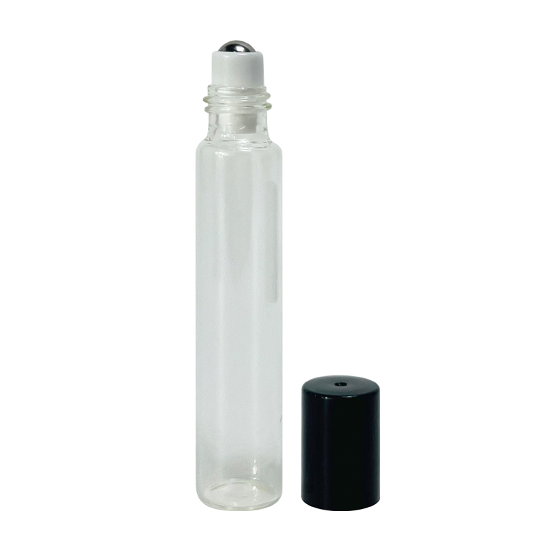 New Arrival Transparent 1ml 2ml 3ml 5ml 10ml Glass Roll on Bottle Cosmetic Packaging Rose Black Screw Cap 1oz Glass Roller Bottle