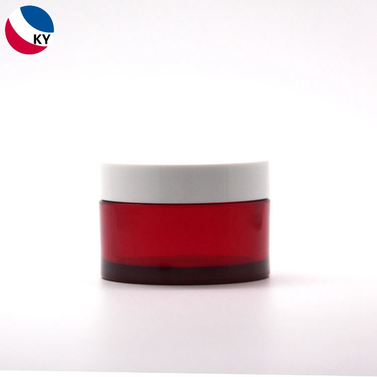 Round 3oz Transparent Red Color Cosmetic Jar Face Cream Container Plastic Jar