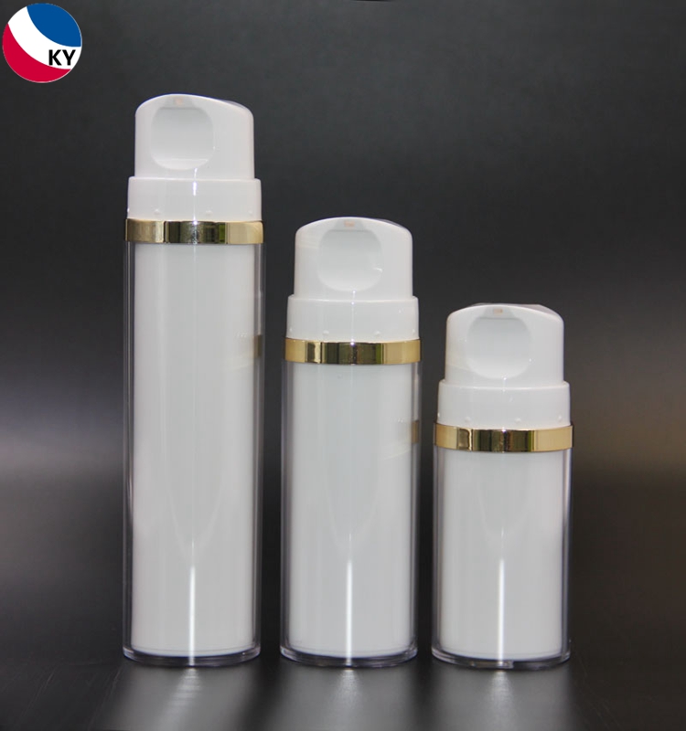 50ml 100ml 150ml Plastic White Gold Custom Color Cosmetic Airless Pump Bottle Acrylic Double Wall 