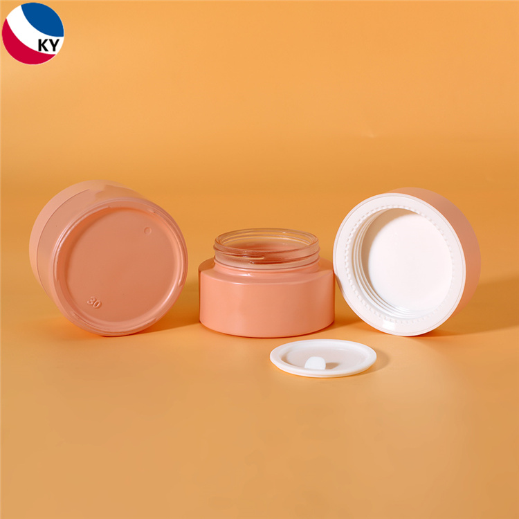 Cosmetic Packaging Thick Bottom 30g 1oz Orange Matte Color Eye Cream Glass Jar Frosted Face Cream Jar with Plastic Cap